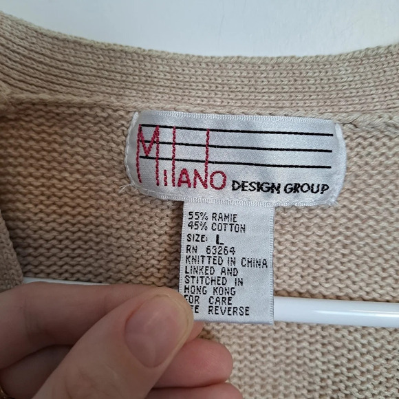 Vintage Milano Design Group Brown Roses Knit Button Up Cardigan Sweater Size L - Picture 3 of 5